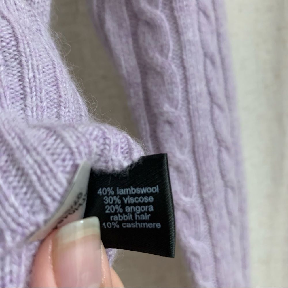 The Limited Lambswool Angora Cashmere Cropped lavender Cable Knit Sweater Small - Picture 4 of 5